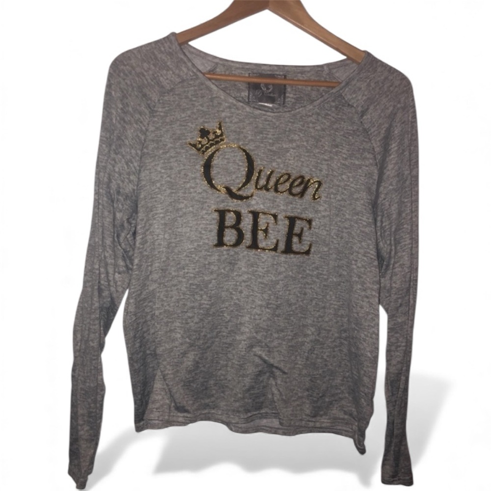 Queen Bee Long Sleeve Grey Soft T-shirt Women’s Sz. L